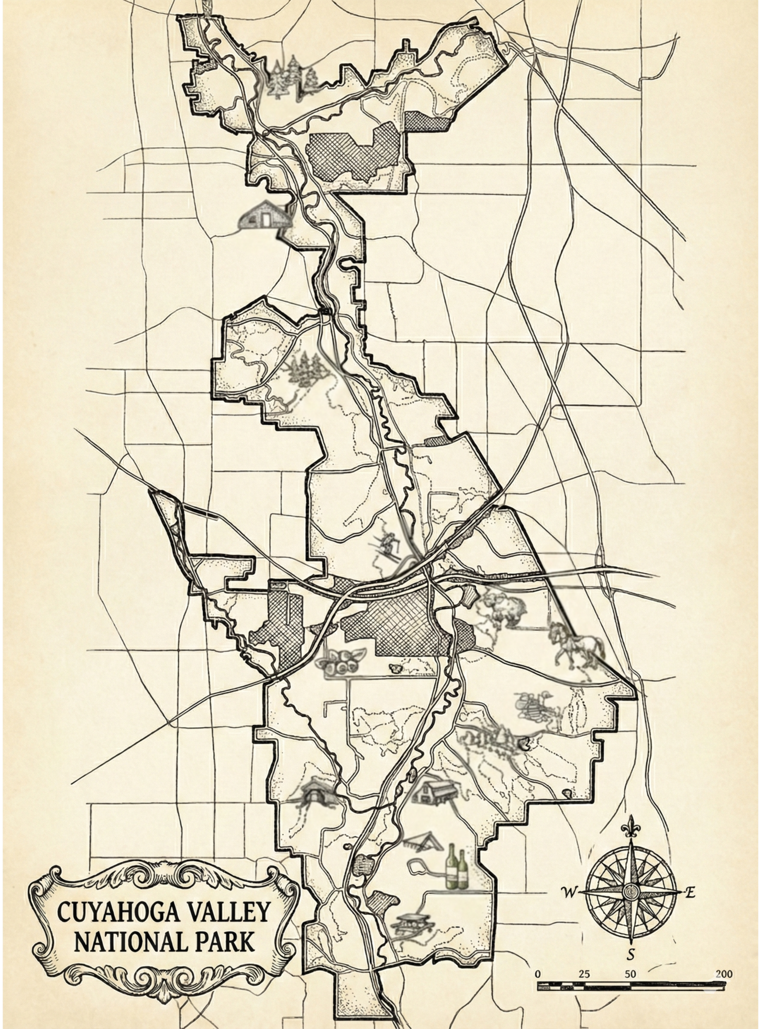 Illustrated map of farms in the valley